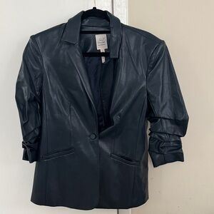 Cinq à Sept Blue Faux Leather Blazer- kylie size 2